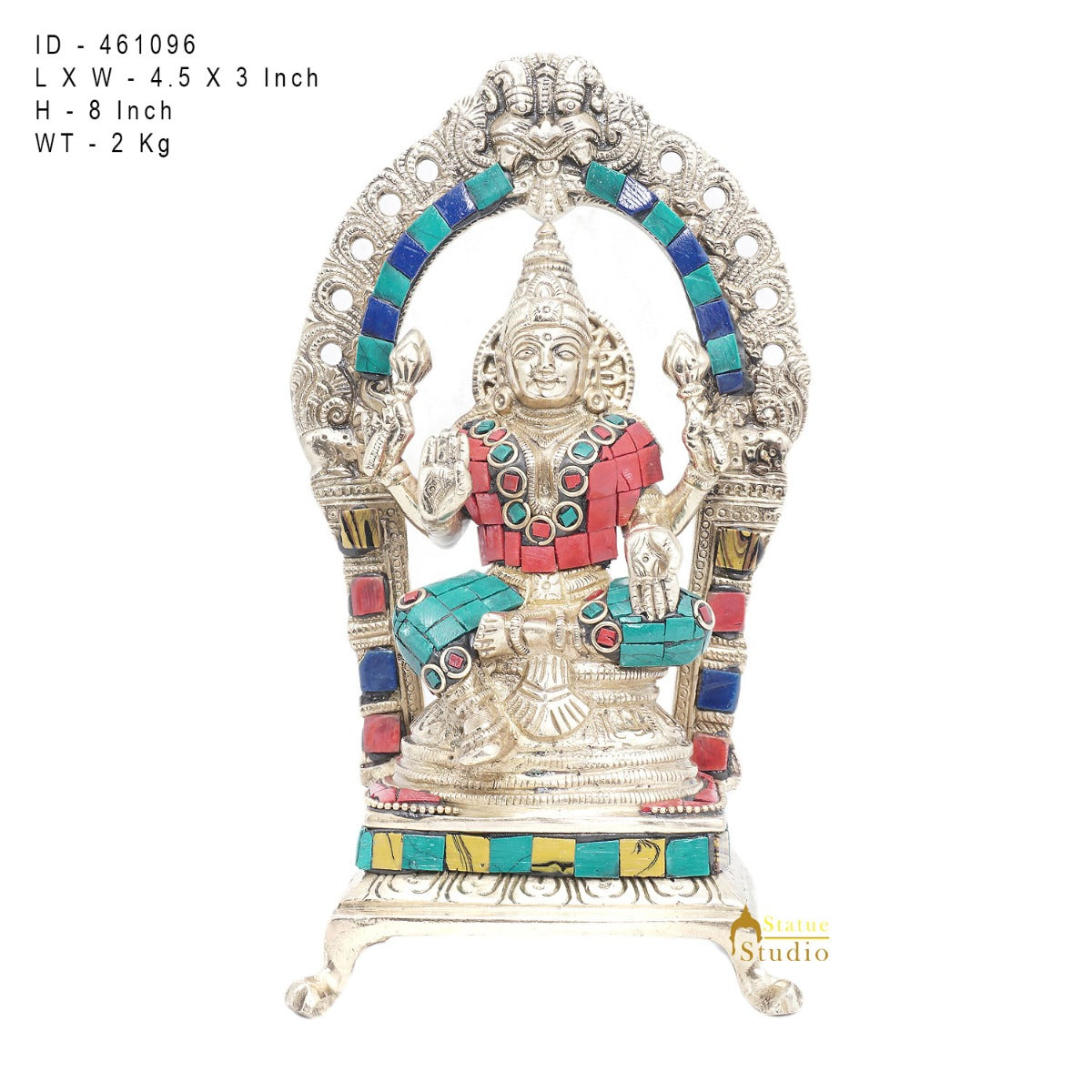 Brass Antique Goddess Lakshmi Laxmi Idol For Pooja Home Temple Décor Statue 8" - Image 7