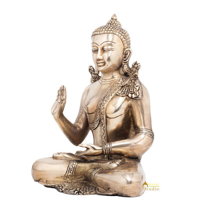 Brass Blessing Buddha Statue Home Decorative Office Décor Idol Gift Showpiece 9" by vendor-unknown - Buddha (View 5)