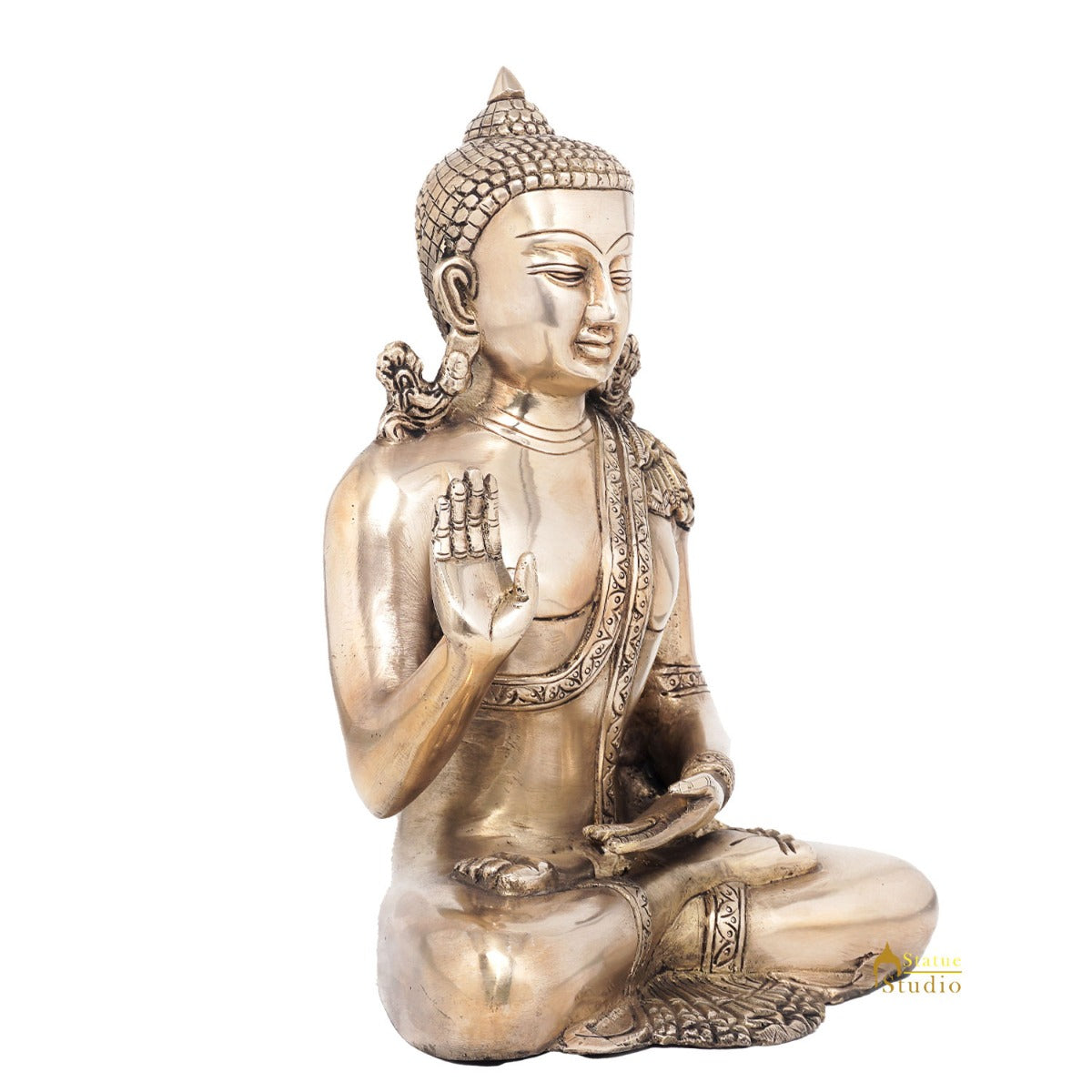 Brass Blessing Buddha Statue Home Decorative Office Décor Idol Gift Showpiece 9"