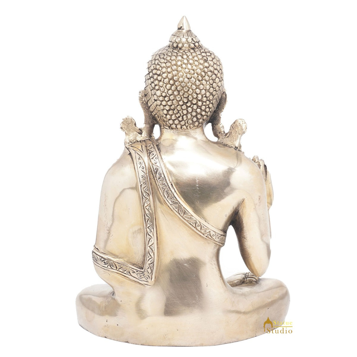 Brass Blessing Buddha Statue Home Decorative Office Décor Idol Gift Showpiece 9" - Image 6