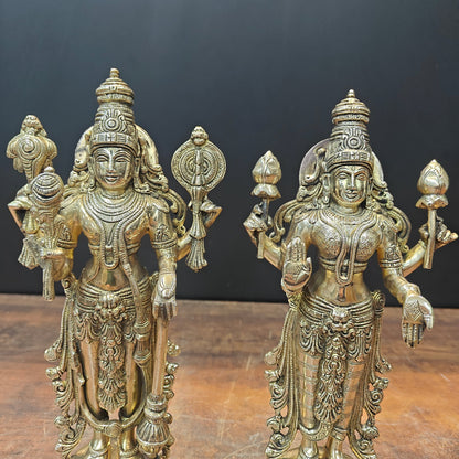 Brass Vishnu Lakshmi Idol For Home Temple Decor 12 Inch by vendor-unknown - Hindu Gods (View 2)