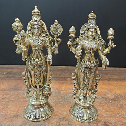 Brass Vishnu Lakshmi Idol For Home Temple Decor 12 Inch by vendor-unknown - Hindu Gods (View 4)