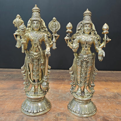 Brass Vishnu Lakshmi Idol For Home Temple Decor 12 Inch by vendor-unknown - Hindu Gods (View 3)