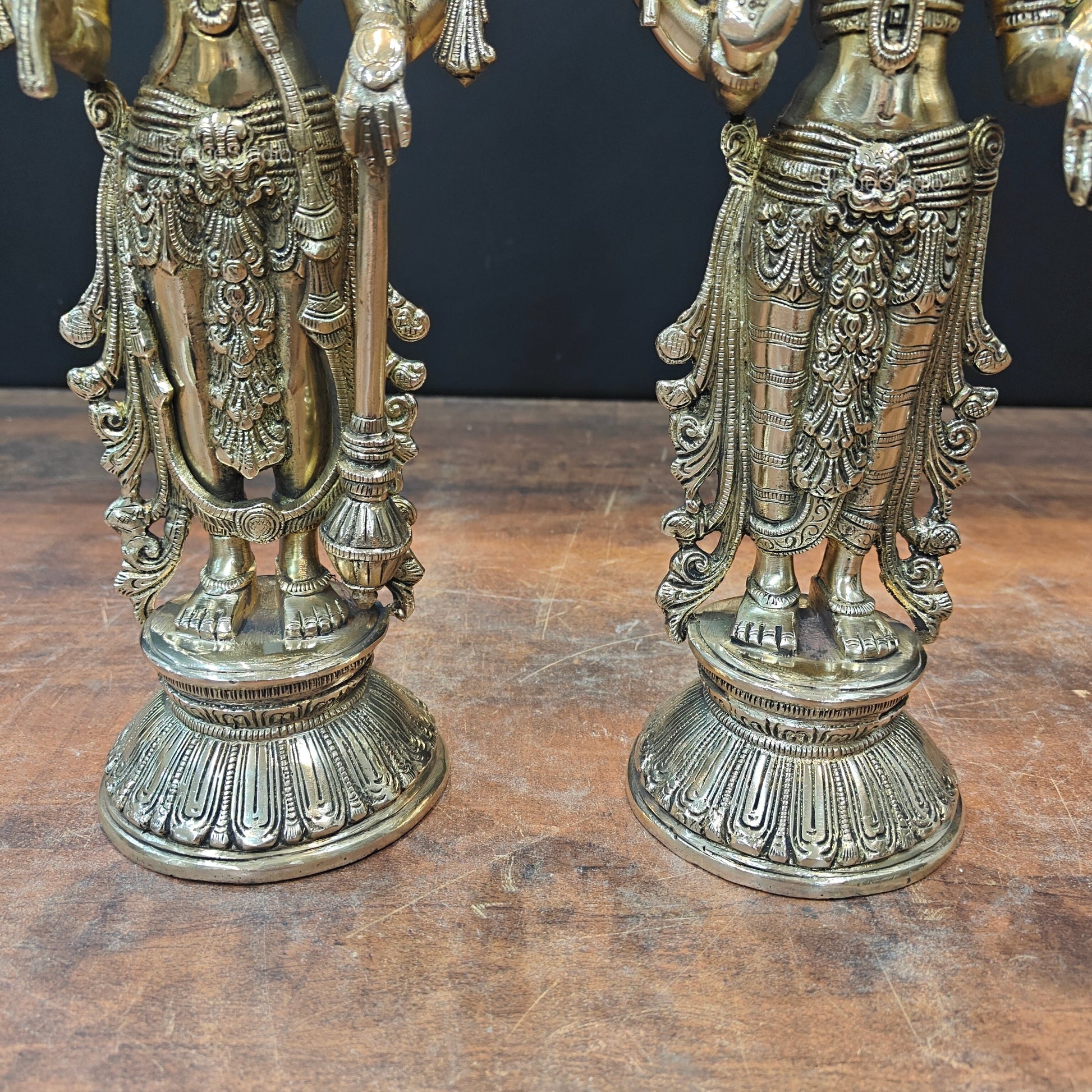 Brass Vishnu Lakshmi Idol For Home Temple Decor 12 Inch - Image 6