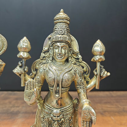 Brass Vishnu Lakshmi Idol For Home Temple Decor 12 Inch by vendor-unknown - Hindu Gods (View 8)