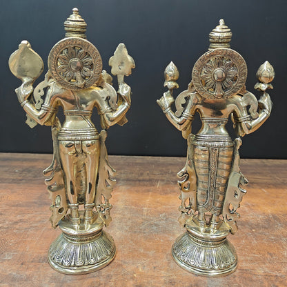 Brass Vishnu Lakshmi Idol For Home Temple Decor 12 Inch by vendor-unknown - Hindu Gods (View 9)