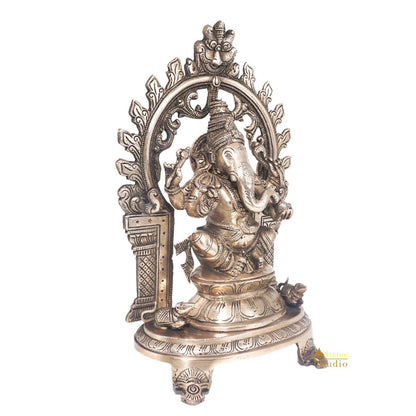 Brass Antique Ganesha Idol Home Office Décor Ganpati Statue Lucky Gift Showpiece by vendor-unknown - Products (View 4)