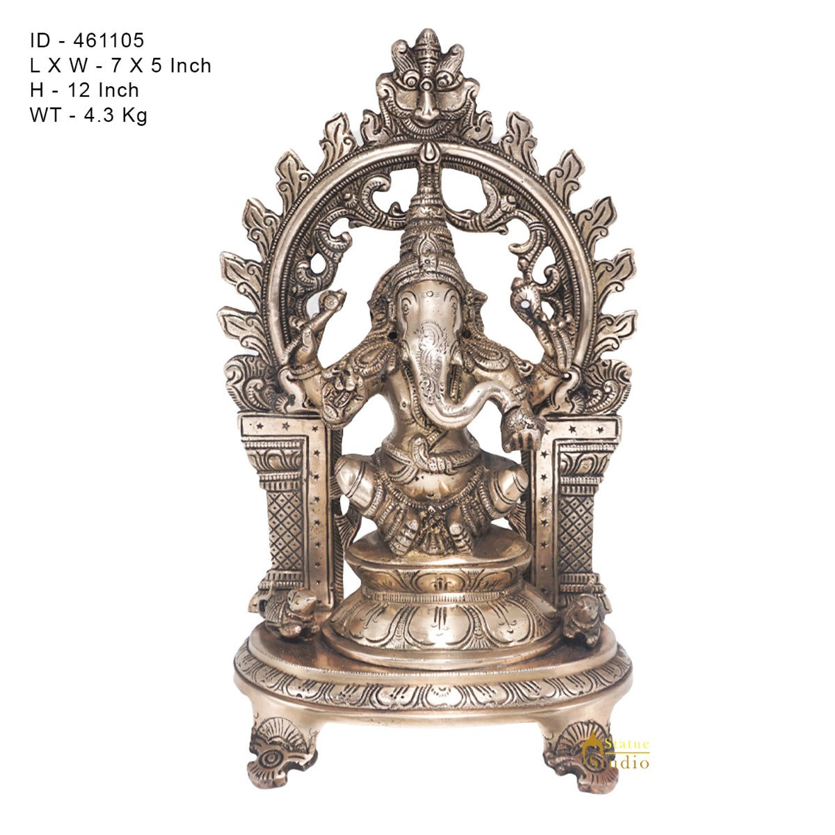 Brass Antique Ganesha Idol Home Office Décor Ganpati Statue Lucky Gift Showpiece
