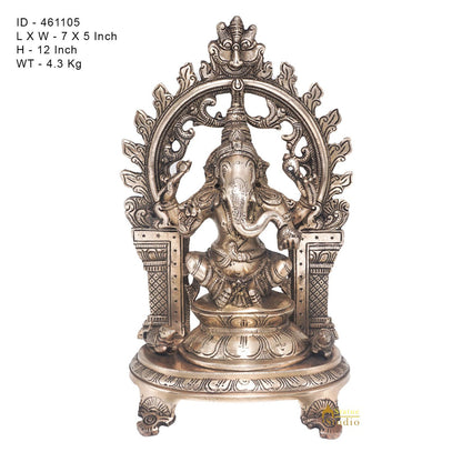 Brass Antique Ganesha Idol Home Office Décor Ganpati Statue Lucky Gift Showpiece by vendor-unknown - Products (View 7)