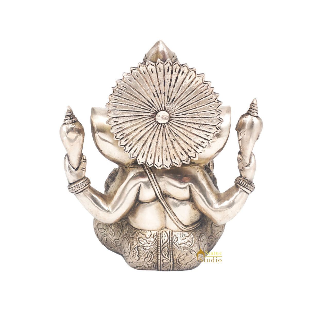 Brass Ganesha Idol Finely Crafted Antique Finish For Home Office Decor Gift 9"