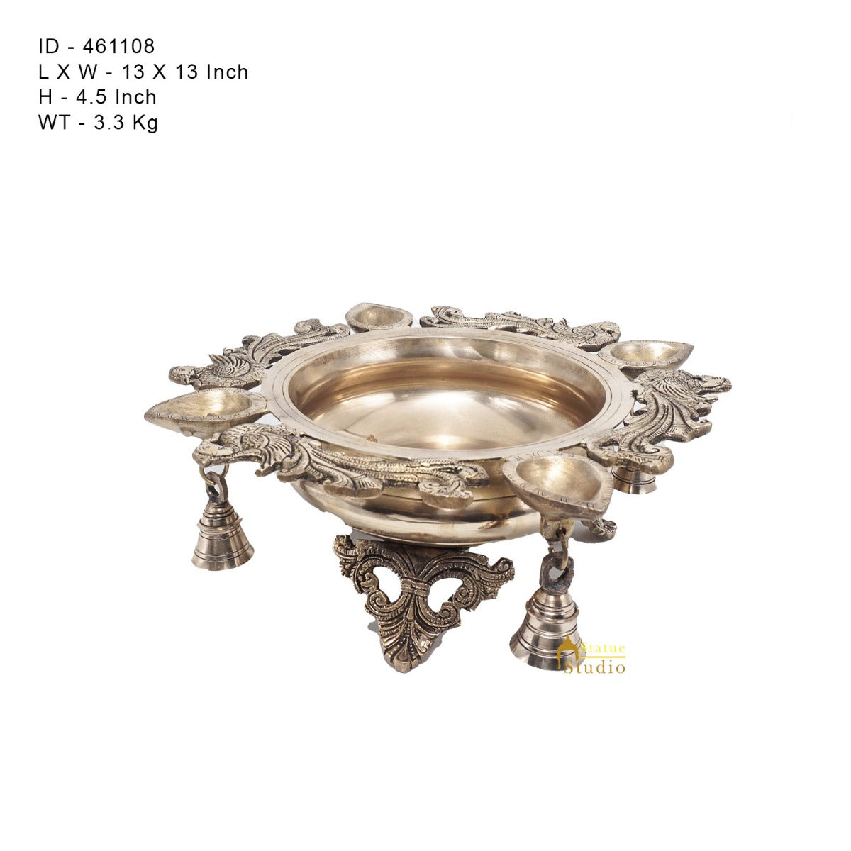 Brass Antique Urli Water Vessel Bowl Lucky Feng Shui Vastu Home Office Décor 13" - Image 6