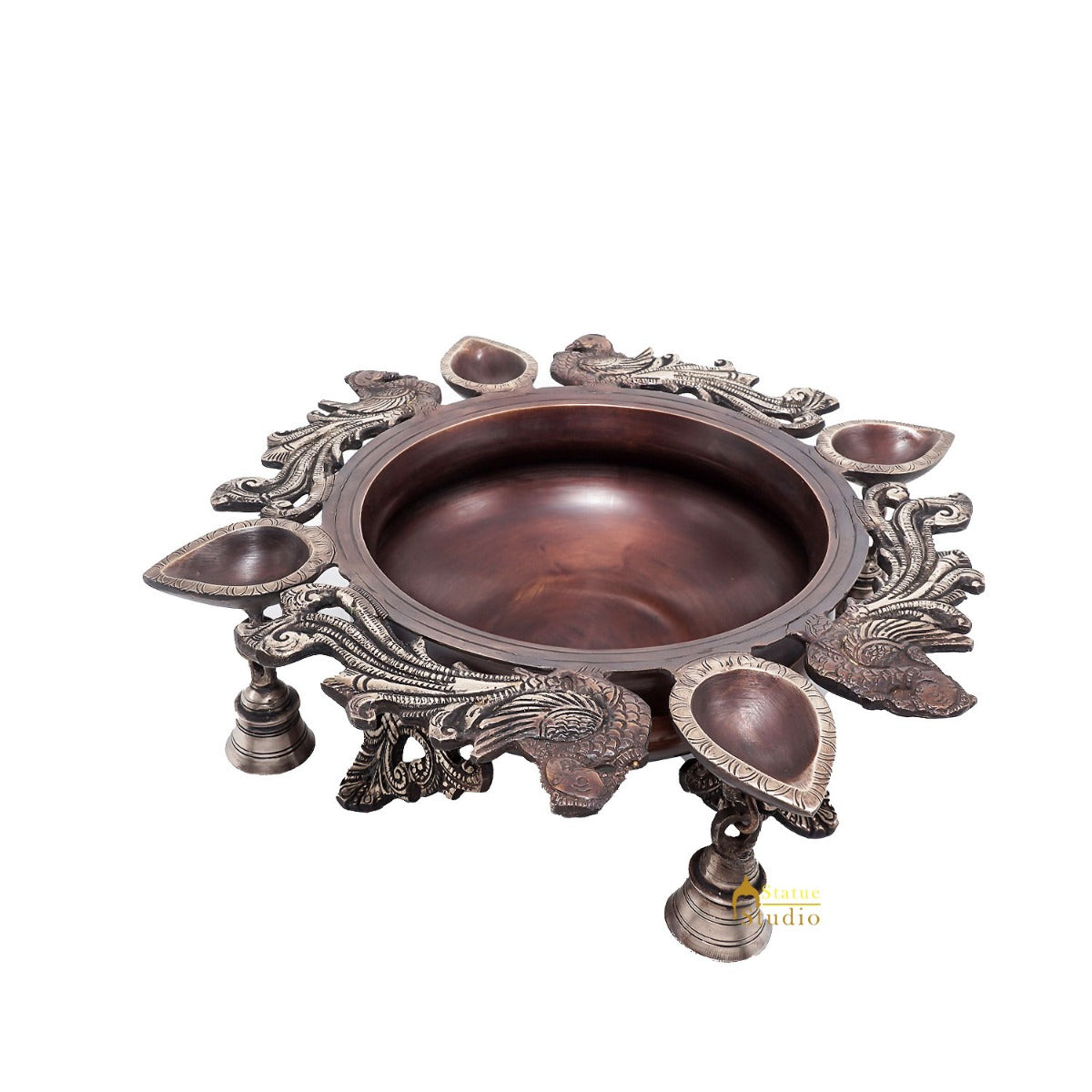 Brass Antique Urli Water Vessel Bowl Lucky Feng Shui Vastu Home Office Décor 13" - Image 4