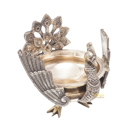 Brass Antique Peacock Urli Bowl Lucky Feng Shui Vastu Home Office Décor 13" by vendor-unknown - Decor (View 5)