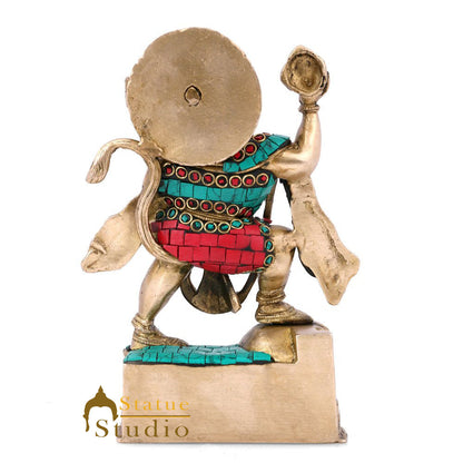 Brass Hanuman Idol Carrying Mountain Statue For Home Temple Décor Gift 7" by vendor-unknown - Hindu Gods (View 4)