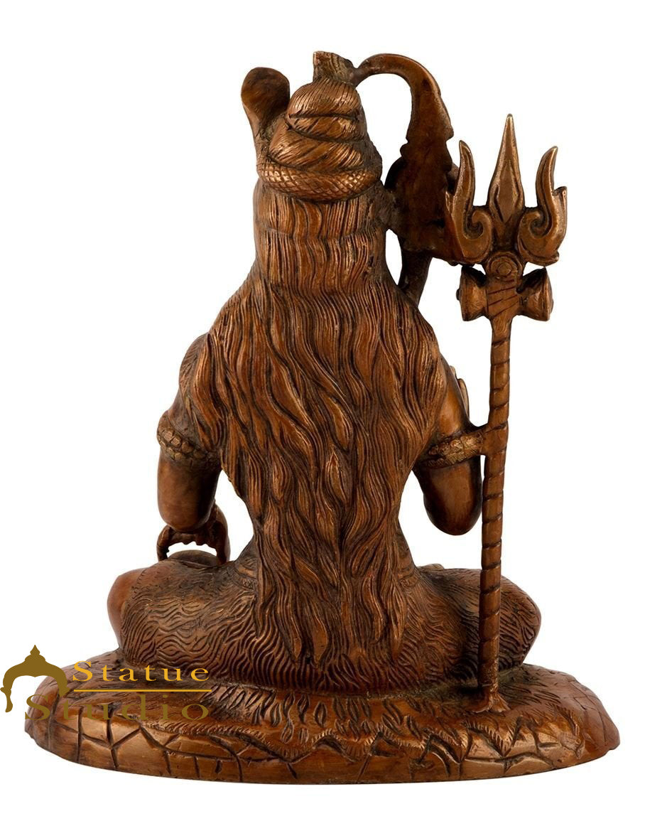 Brass Blessing Lord Shiva Idol Antique Finish Lucky For Home Temple Decor Gift 10" - Image 5