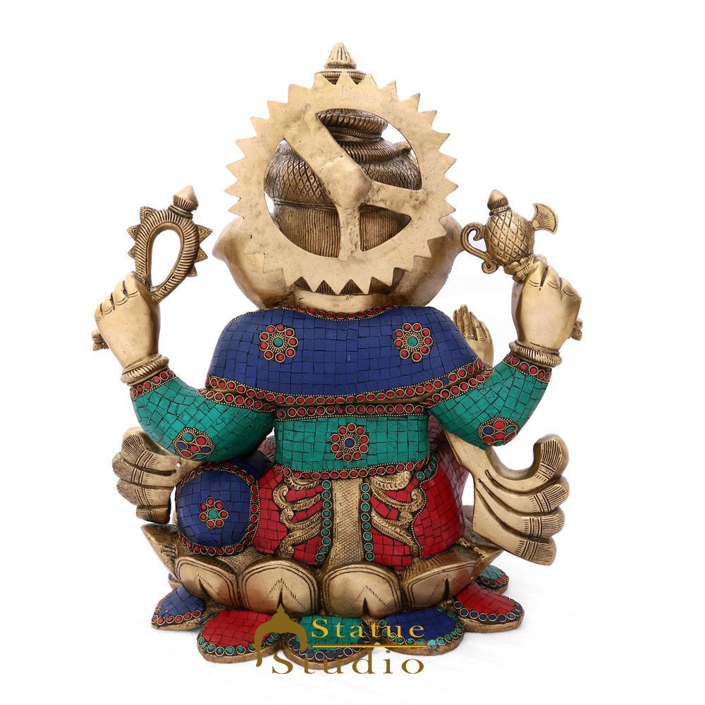 Brass Antique Ganpati Idol Ganesha Statue For Home Office Décor Large Size 21" - Image 5