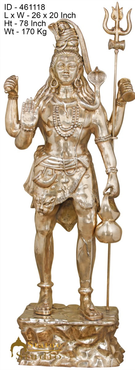 Brass Large Shiva Idol For Home Temple Office Garden Decor 7 Feet - Image 6