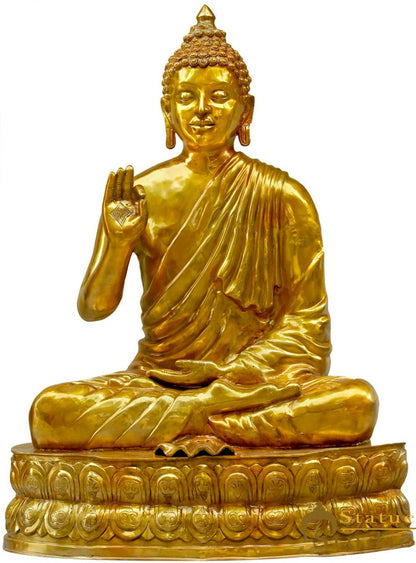Brass Antique Large Life Size Buddha Statue Idol For Home Garden Décor 4.5 Feet by vendor-unknown - Buddha (View 2)