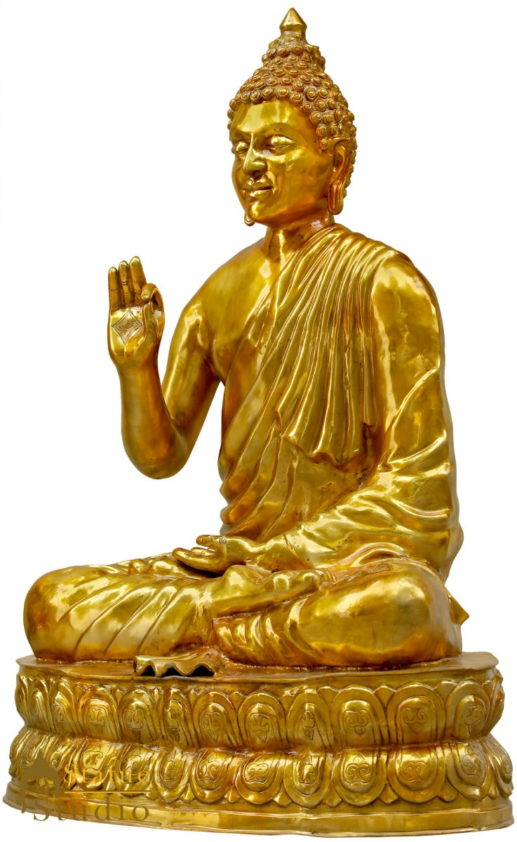 Brass Antique Large Life Size Buddha Statue Idol For Home Garden Décor 4.5 Feet - Image 3