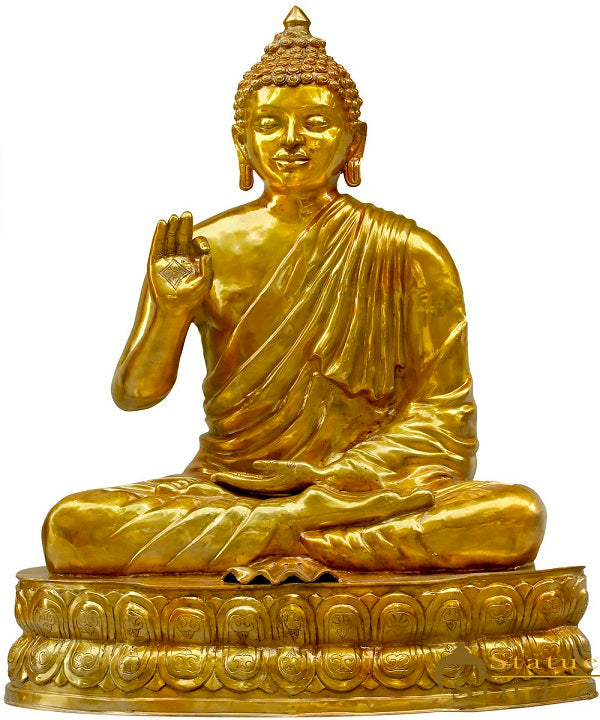 Brass Antique Large Life Size Buddha Statue Idol For Home Garden Décor 4.5 Feet - Eco-friendly - Sama Homes