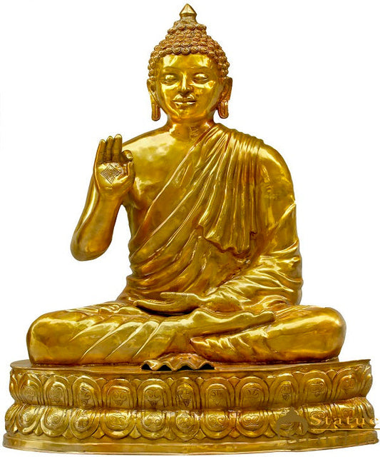 Brass Antique Large Life Size Buddha Statue Idol For Home Garden Décor 4.5 Feet