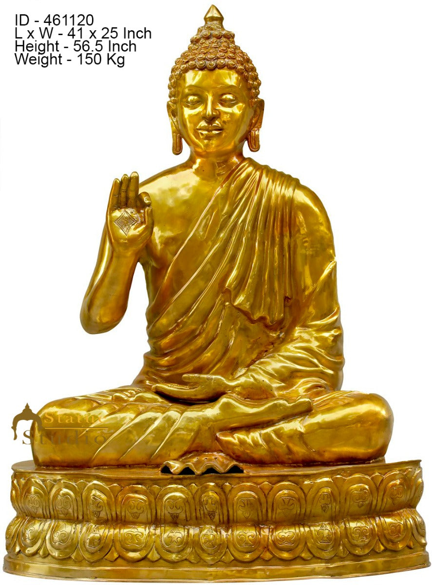 Brass Antique Large Life Size Buddha Statue Idol For Home Garden Décor 4.5 Feet - Image 5