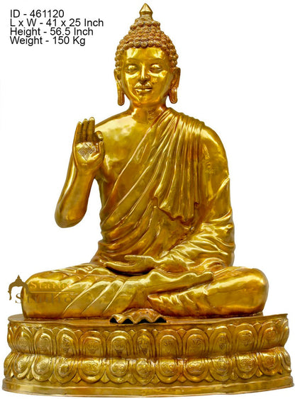 Brass Antique Large Life Size Buddha Statue Idol For Home Garden Décor 4.5 Feet by vendor-unknown - Buddha (View 5)