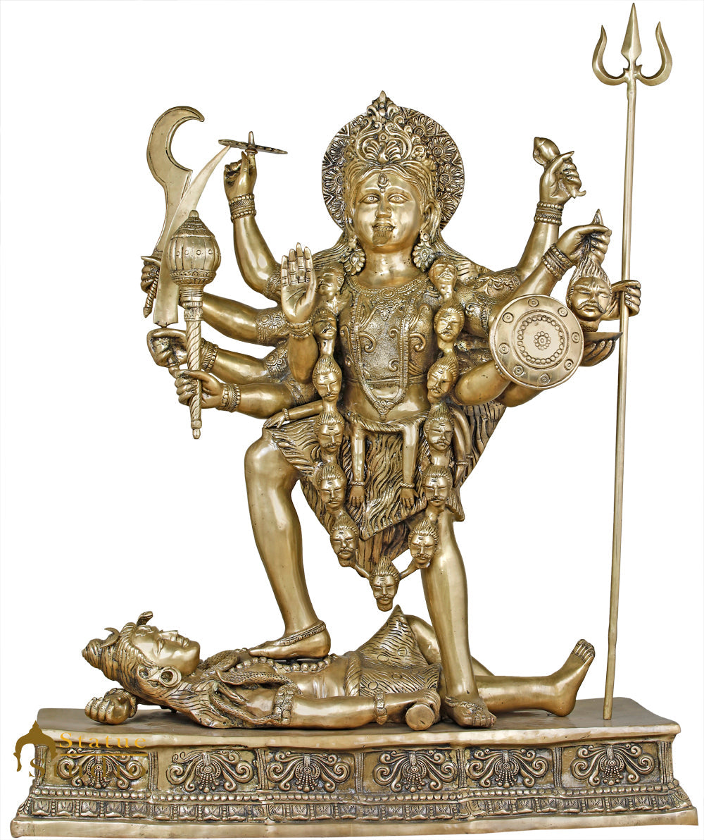 Brass Antique Maa Kali Idol Large Size Reigious Home Temple Décor 4 Feet Statue - Eco-friendly - Sama Homes