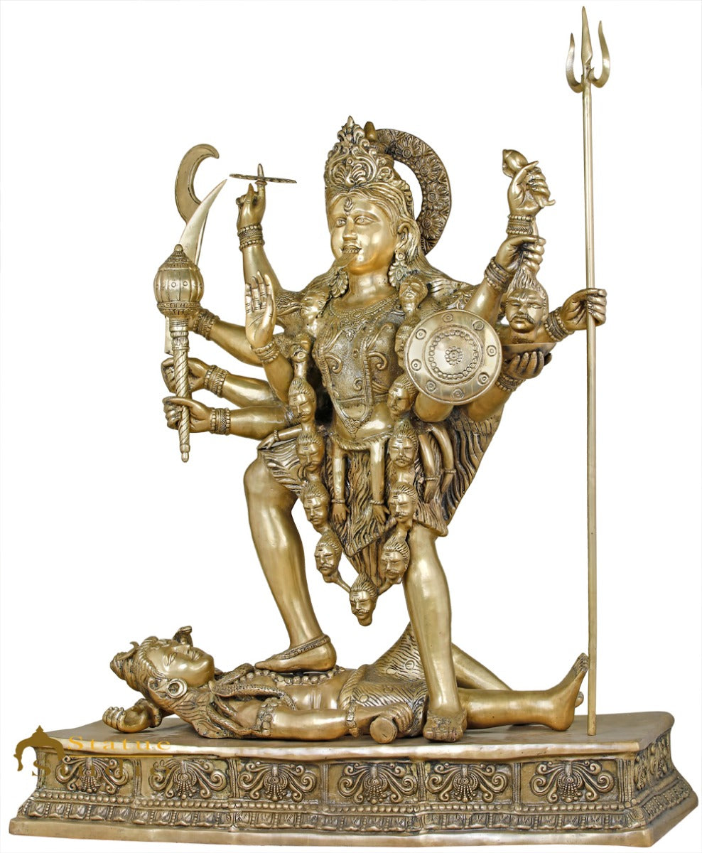 Brass Antique Maa Kali Idol Large Size Reigious Home Temple Décor 4 Feet Statue - Image 2