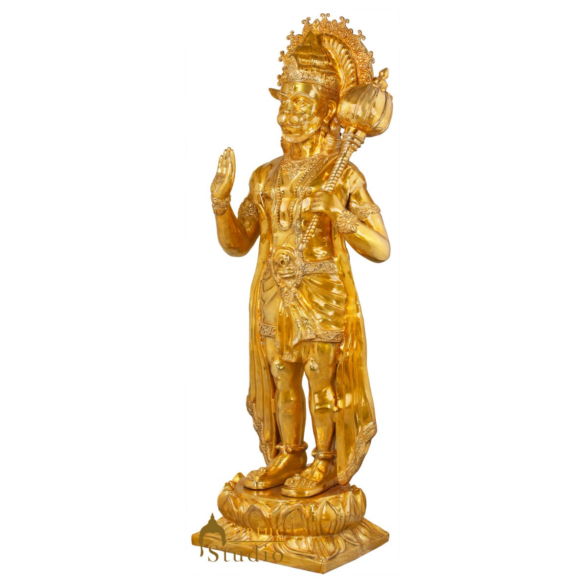 Brass Super Large Size Blessing Hanuman Idol Home Temple Decor Statue 6 Feet - Image 3