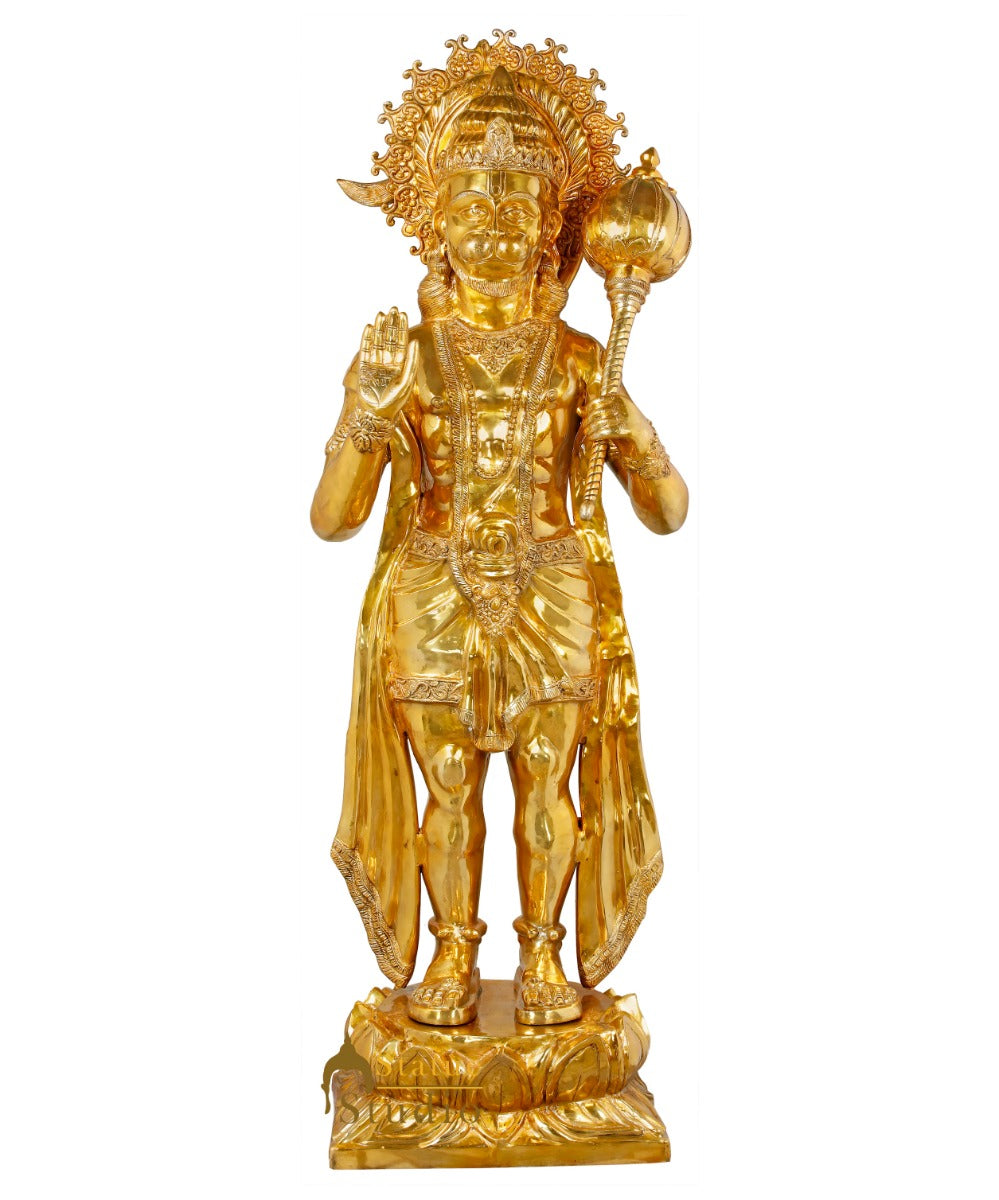 Brass Super Large Size Blessing Hanuman Idol Home Temple Decor Statue 6 Feet