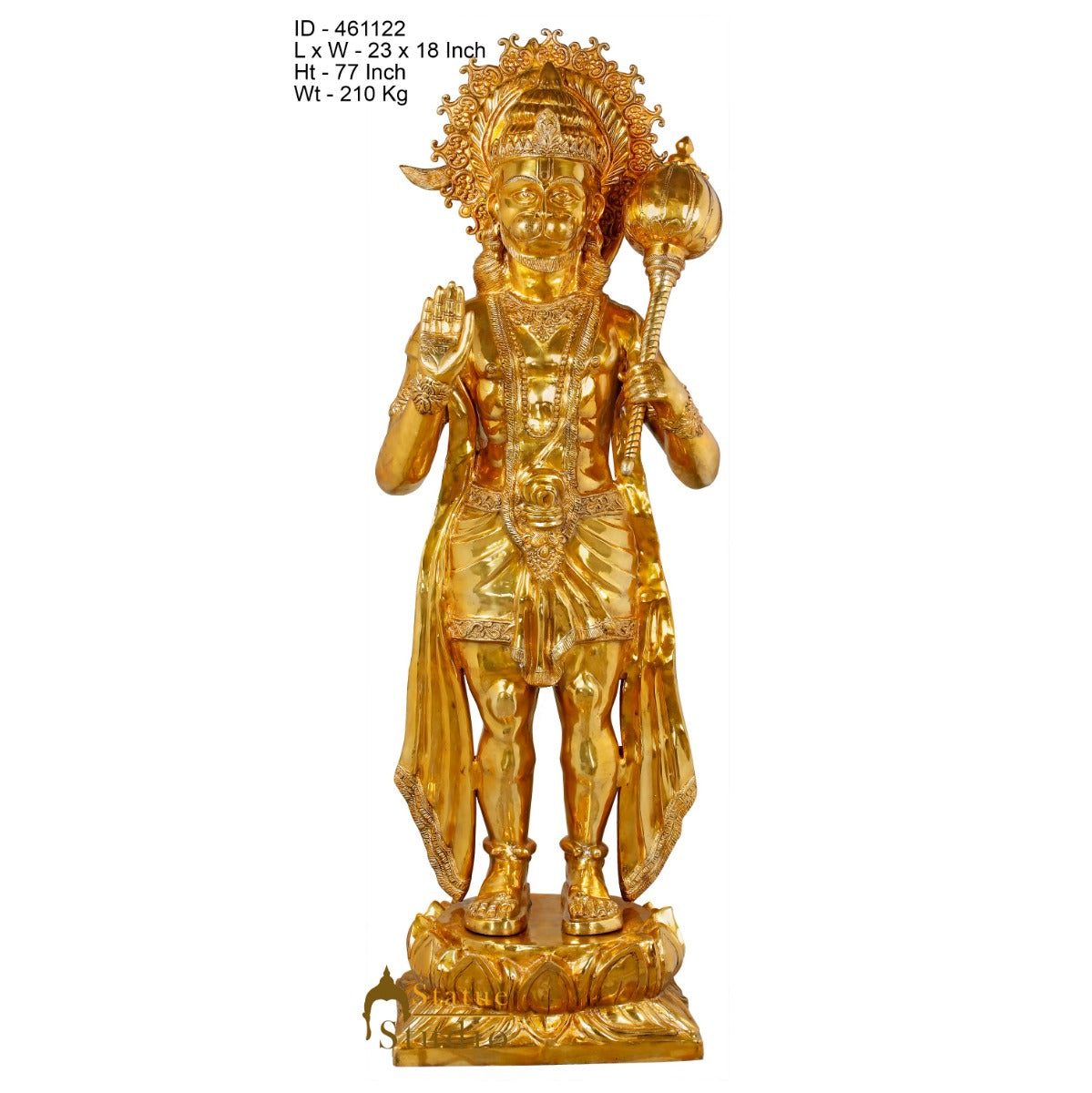 Brass Super Large Size Blessing Hanuman Idol Home Temple Decor Statue 6 Feet