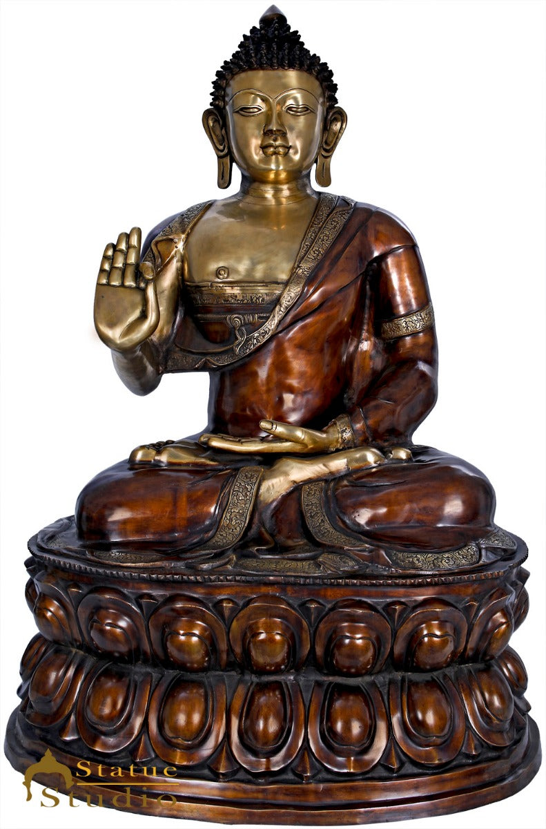 Brass Blessing Buddha Statue Home Garden Decor Idol Sculpture Large Size 4 Feet - Image 2