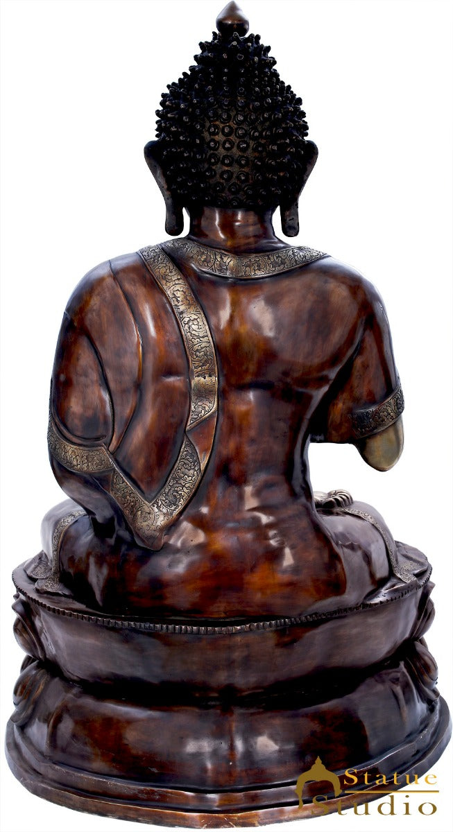 Brass Blessing Buddha Statue Home Garden Decor Idol Sculpture Large Size 4 Feet