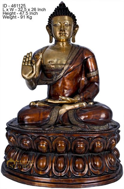 Brass Blessing Buddha Statue Home Garden Decor Idol Sculpture Large Size 4 Feet by vendor-unknown - Buddha (View 5)