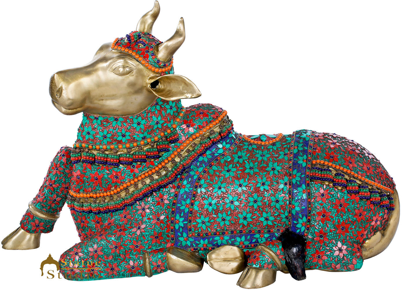 Brass Large Size Nandi Cow Temple Home Décor Idol Showpiece Statue 3 Feet - Image 2