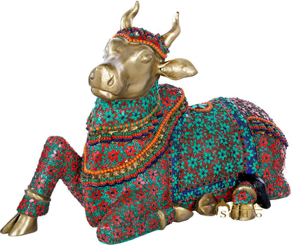 Brass Large Size Nandi Cow Temple Home Décor Idol Showpiece Statue 3 Feet by vendor-unknown - Spiritual (View 3)