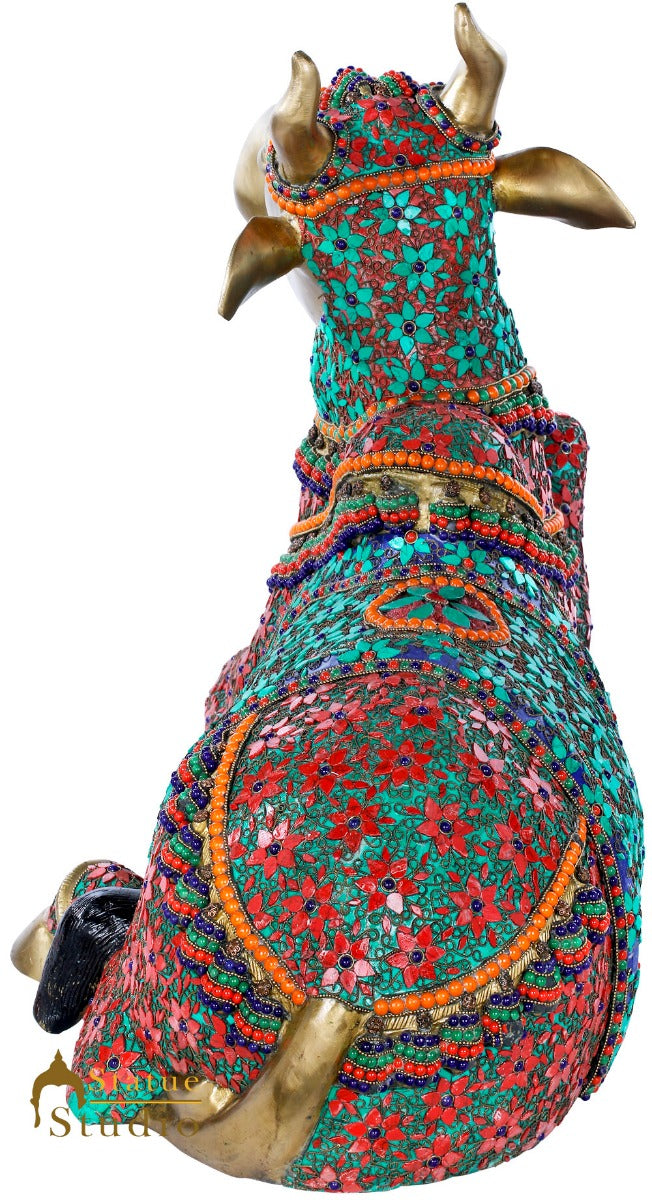 Brass Large Size Nandi Cow Temple Home Décor Idol Showpiece Statue 3 Feet - Image 4