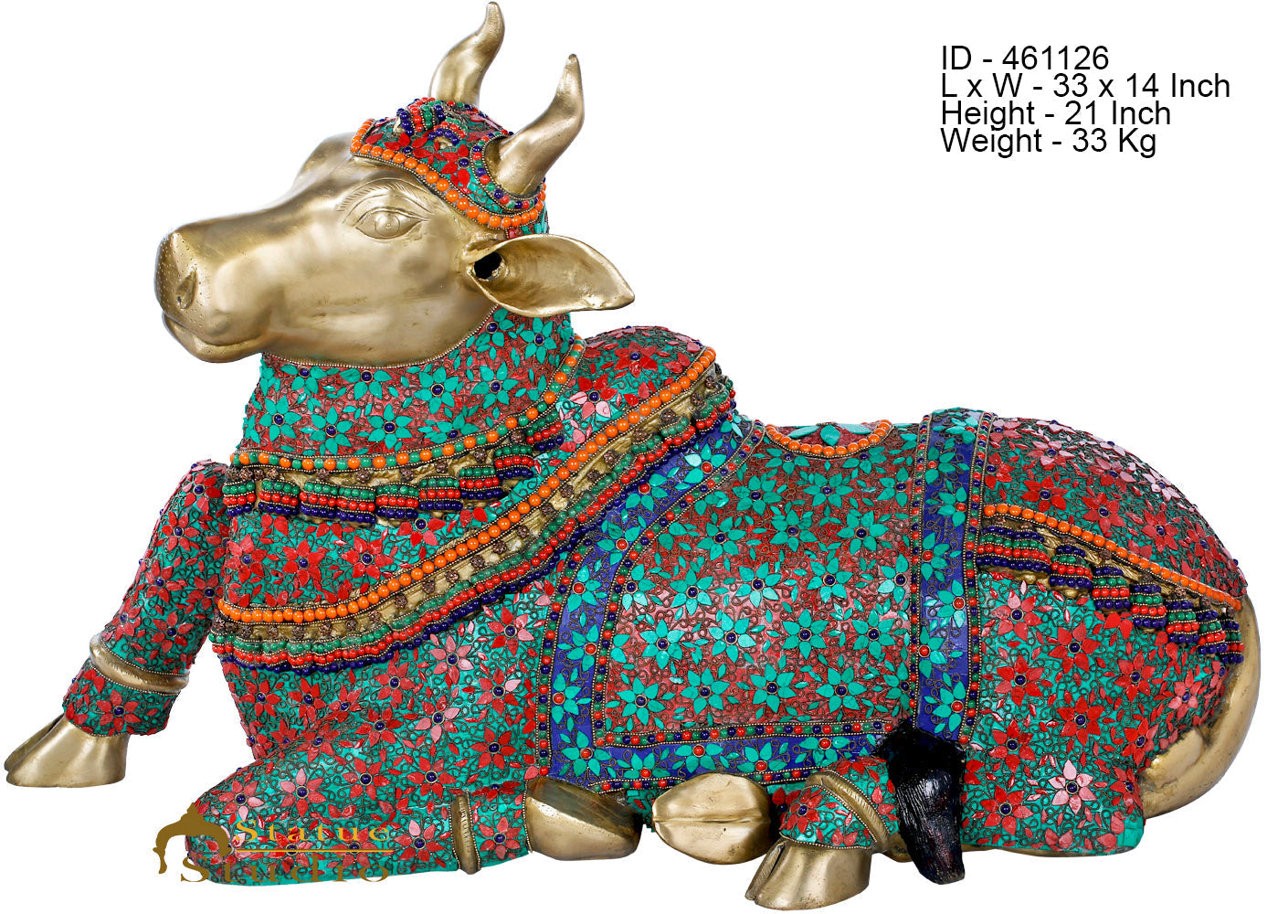 Brass Large Size Nandi Cow Temple Home Décor Idol Showpiece Statue 3 Feet - Image 5