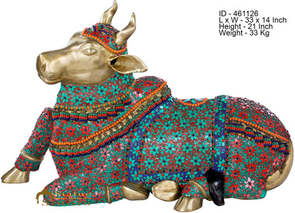 Brass Large Size Nandi Cow Temple Home Décor Idol Showpiece Statue 3 Feet by vendor-unknown - Spiritual (View 5)