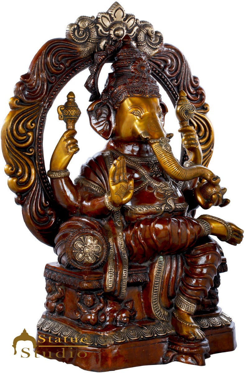 Brass Antique Large Ganesha Statue Ganpati Idol For Home Décor 2.5 Feet