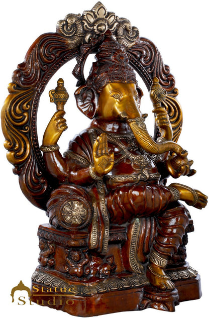Brass Antique Large Ganesha Statue Ganpati Idol For Home Décor 2.5 Feet by vendor-unknown - Products (View 3)
