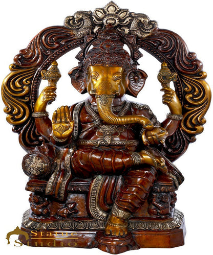 Brass Antique Large Ganesha Statue Ganpati Idol For Home Décor 2.5 Feet by vendor-unknown - Products