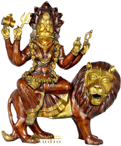Brass Large Size Bhadrakali Statue Kali Idol For Home Temple 3.5 Feet by vendor-unknown - Masterpieces