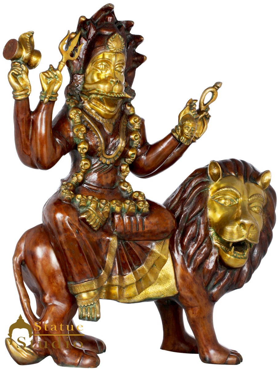 Brass Large Size Bhadrakali Statue Kali Idol For Home Temple 3.5 Feet - Image 2