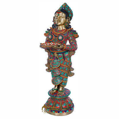 Brass Deeplakshmi Idol Laxmi Statue Exclusive Décor Finish Masterpiece 4.5 Feet by vendor-unknown - Spiritual (View 3)