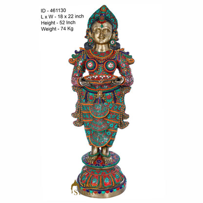 Brass Deeplakshmi Idol Laxmi Statue Exclusive Décor Finish Masterpiece 4.5 Feet by vendor-unknown - Spiritual (View 5)