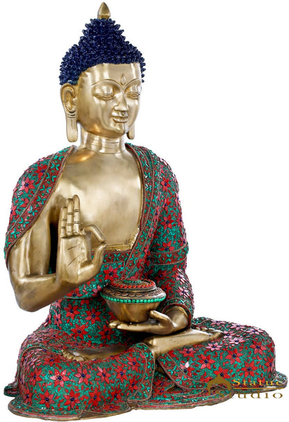 Brass Large Size Buddha Statue Exclusive Home Décor Masterpiece 2.5 Feet by vendor-unknown - Buddha (View 3)