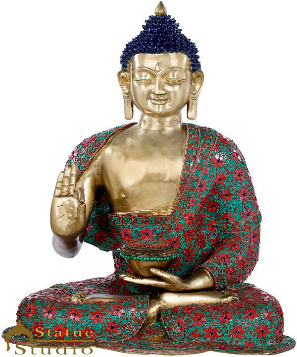 Brass Large Size Buddha Statue Exclusive Home Décor Masterpiece 2.5 Feet