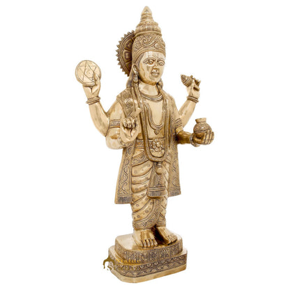 Brass Rare Dhanvantari Idol Physician Of Gods Religious Large Size Statue 34" by vendor-unknown - Hindu Gods (View 4)